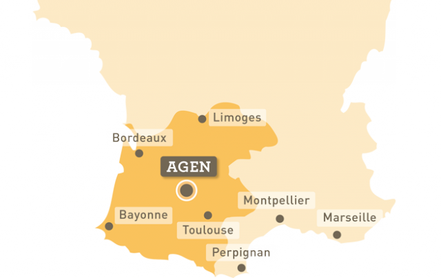 Situation de la ville d'Agen